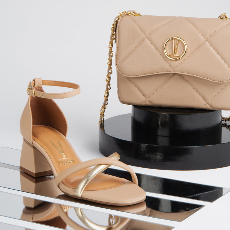 Vizzano Women's High Heel in Nude Leather