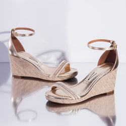 Vizzano Women's Metallic Leather Platform Wedge Sandals