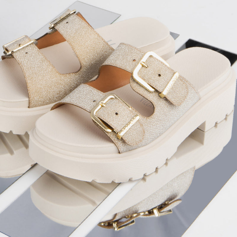 Vizzano Women's Glitter Beige Suede Sandal