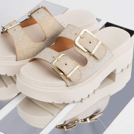 Vizzano Women's Glitter Beige Suede Sandal