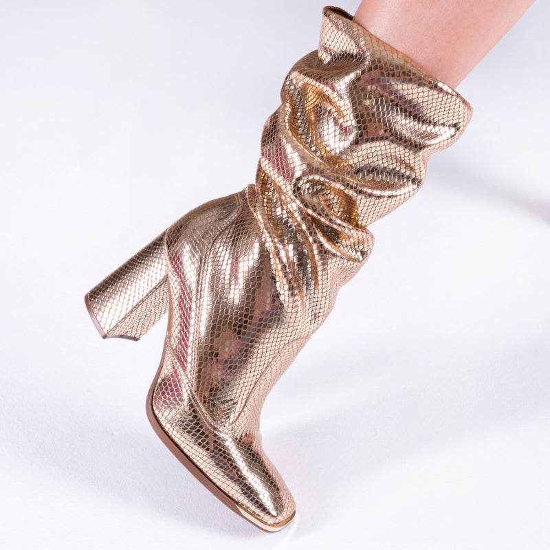 rose gold heel boots